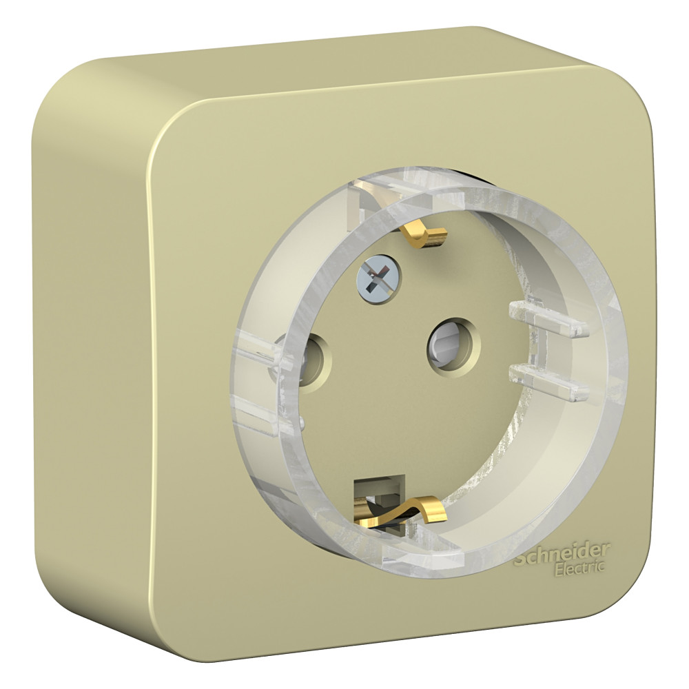 BLANCA О/У РОЗЕТКА с заземлением со шторками, (КОМПАКТ) ИЗОЛ.ПЛ., 16А, 250В, БЕЖЕВЫЙ