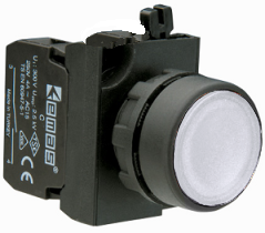 Кнопка (1НО+1НЗ), белый цвет, серия CP (250В AC, 4А), IP65 CP102DB