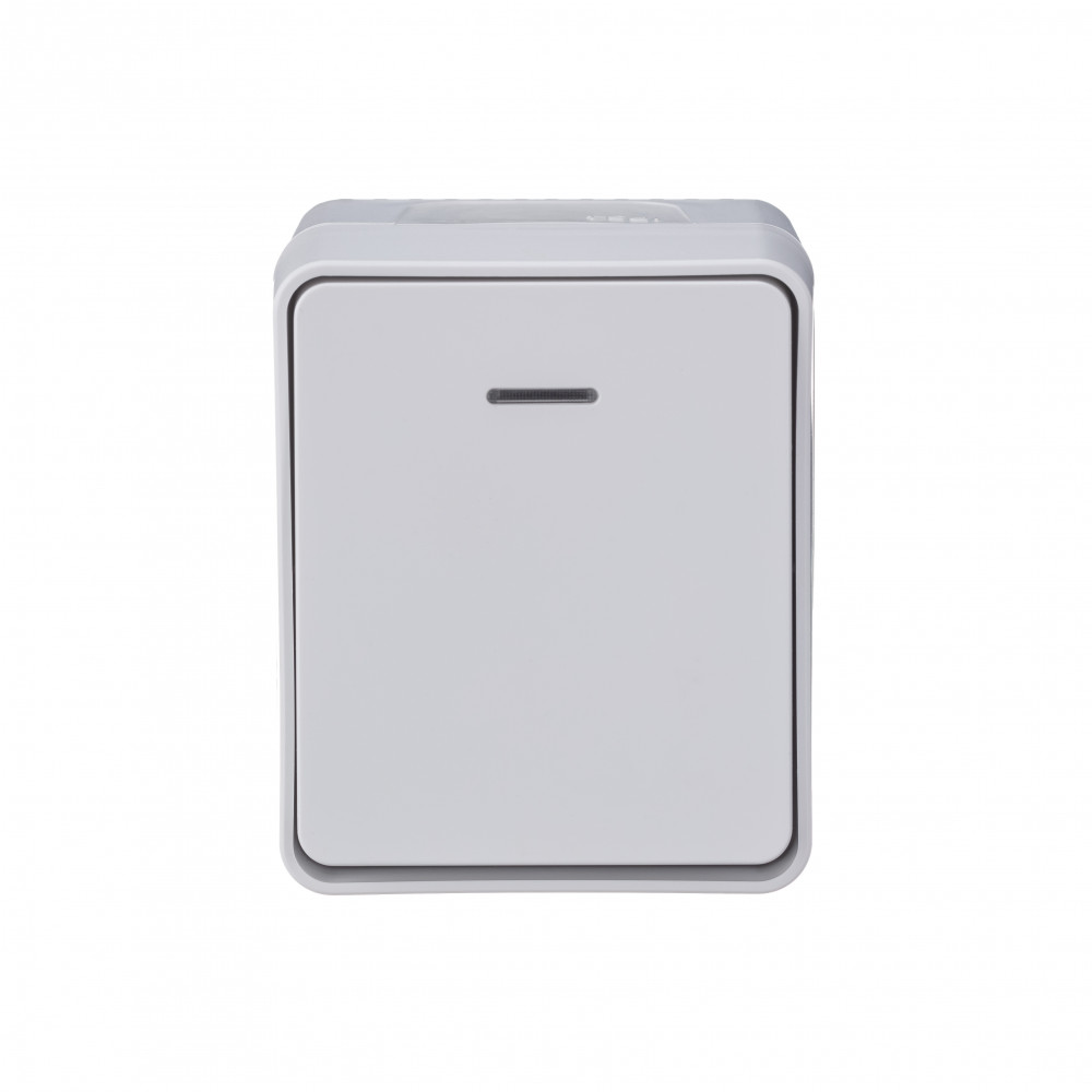 ATLASDESIGN PROFI IP54 О/У 1-клавишный ВЫКЛЮЧАТЕЛЬ с подсветкой, сх.1а, 10АХ, БЕЛЫЙ
