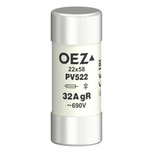 Плавкая вставка PV522 32A gR Un 690 V a.c./700 V d.c., размер 22x58, gR - характеристика для защиты полупроводников, без Cd/Pb