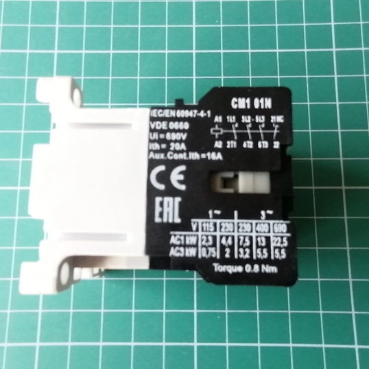 Мини-контактор CM1 01N 220/230V 50Hz, 3P, 12A/(20A по AC-1), 5.5kW(400VAC), 220/230VAC, 1NC