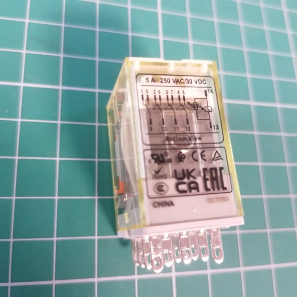 Реле RKE4CO220LT, 4CO, 5A(250VAC/30VDC), 220VDC, мех. индикация, тест-кнопка с блокировкой, LED