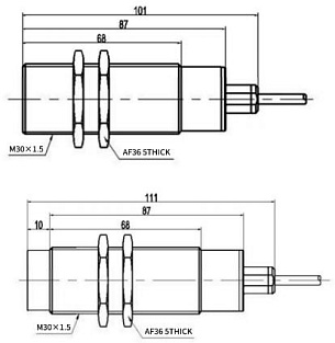 LANBAO LR30XBN15DPOW4 индуктивный датчик M30 Sn=15мм PNP NO -25...180°C кабель 2м