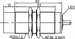 LANBAO LR30XCN15ATC Индуктивный датчик расстояния М30 2-х проводный NC AC Sn=15мм кабель 2м