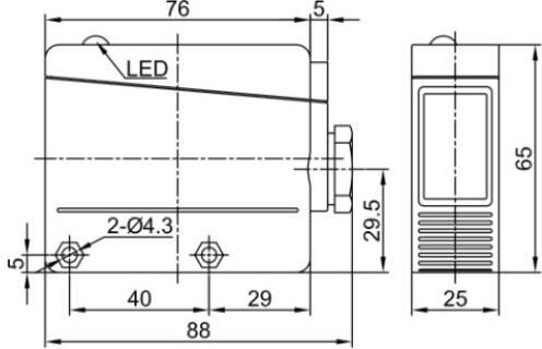 LANBAO PTL-BC80DPRT3-D оптический датчик 88x65x25мм PNP NO+NC Sn=800мм (D-тип) клеммы
