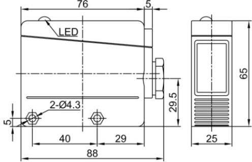 LANBAO PTL-BC80DPRT3-D оптический датчик 88x65x25мм PNP NO+NC Sn=800мм (D-тип) клеммы