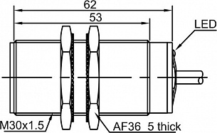 LANBAO LR30XCF10SBC индуктивный датчик M30x73мм 2-х проводный AC/DC NC Sn=10мм кабель 2м