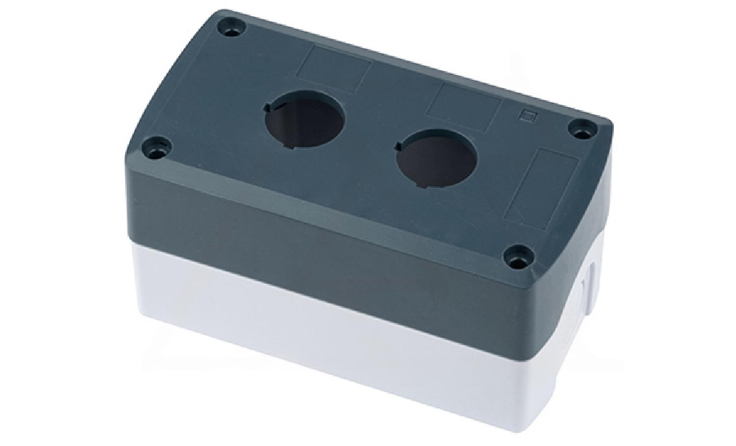 Корпус для поста кнопочного, пластик, серый/черный, 71x130x65,5, 2 места, IP65