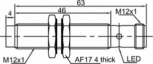 LANBAO LR12XBN04DPO-E2 Индуктивный датчик М12, 4мм, PNP NO, разъем М12