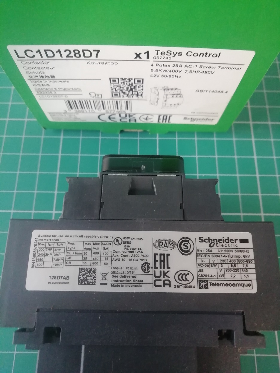 КОНТАКТОР D 4P (2НО+2НЗ), АС1 25 А, НО+НЗ, 42V 50/60 ГЦ,