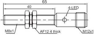 LANBAO LR08BF02DNOY-E2 Индуктивный датчик М8х65мм NPN NO Sn=2мм разъём М12