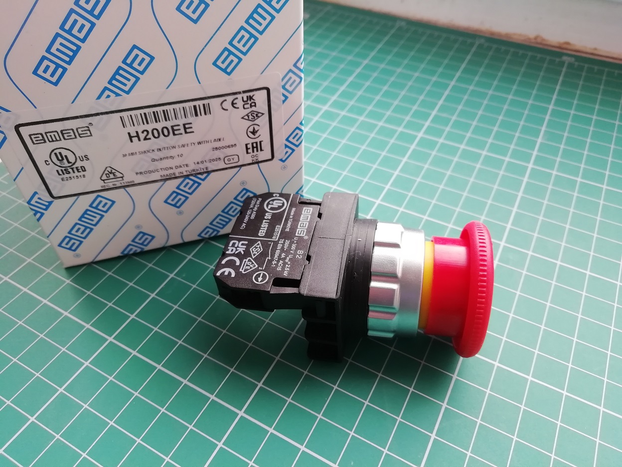 Кнопка аварийная "Грибок" 40мм (1НЗ), возврат поворотом, с маркировкой, серия H (30мм) (250В AC, 4А), IP50 H200EE