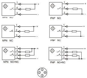 LANBAO PTF-DM5DPR-E2 оптический датчик 50x50x17мм 10-30DC PNP NO+NC Sn=5м разъём М12 (R-тип)