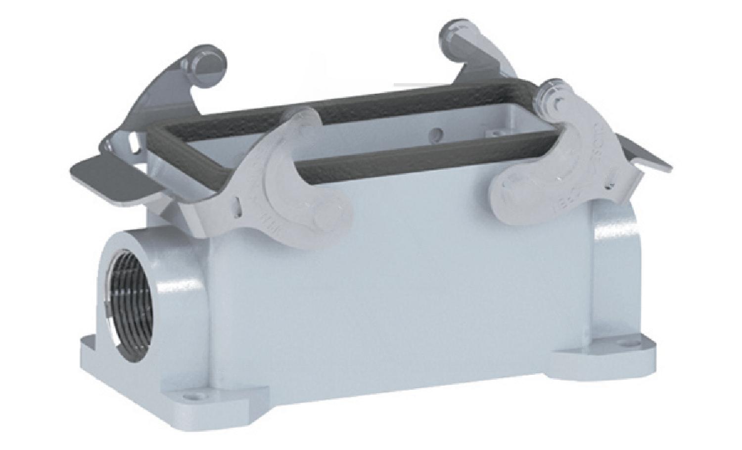 Корпус разъема, размер H16B, приборный, с фиксатором, ввод 2xM25, металл, IP65, RAL 7037