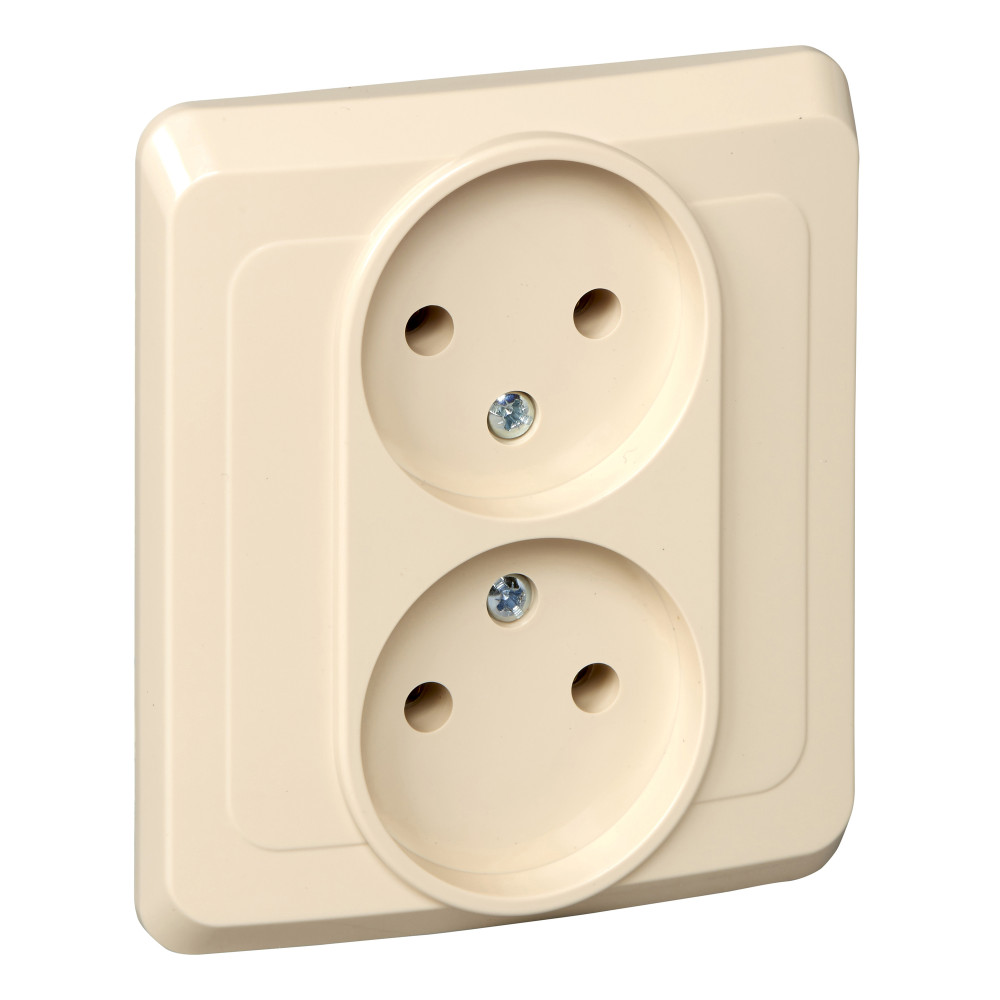 ЭТЮД С/У РОЗЕТКА двойная без заземления без шторок, 16А, 250B, КРЕМОВЫЙ