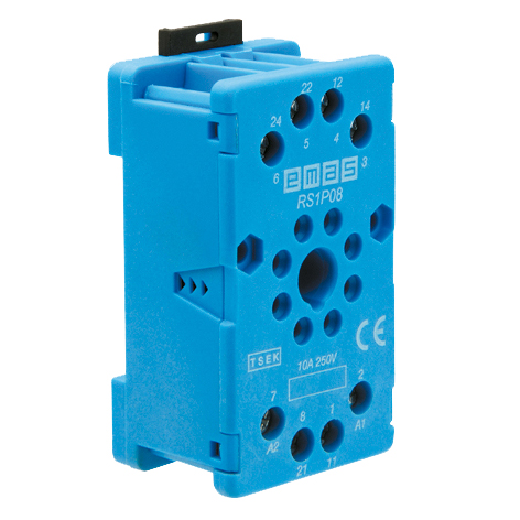 Колодка для реле 8 выводов, синий цвет