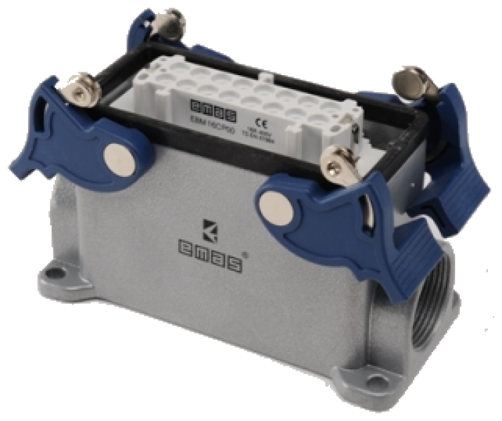 Кожух с гнездом металлический, 16 полюсов, 16A, двусторонний ввод (PG 21), IP65 EBM16PD14