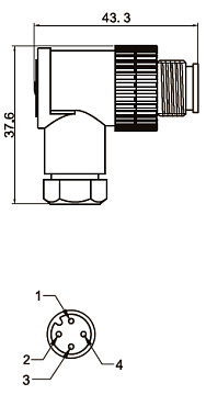 LANBAO QE12-W4G угловой штекер M12 4pin