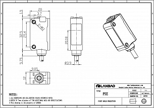 LANBAO PSE-PM3DNBR оптический датчик 32,5x20x12мм NPN NO/NC Sn=3м (R-тип) кабель 2м