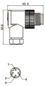 LANBAO QE12-W4G угловой штекер M12 4pin