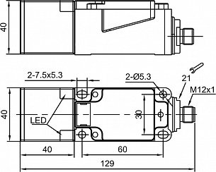 LANBAO LE40XZSF15DPO-E2 Индуктивный датчик 15 мм, прямоугольный, заподлицо, 10…30 DC, PNP, NO, PBT, разъем  м12, IP67