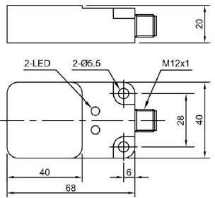 LANBAO LE68SF15DPO-E2 индуктивный датчик 40x20x68мм  PNP NO Sn=15мм разъем М12