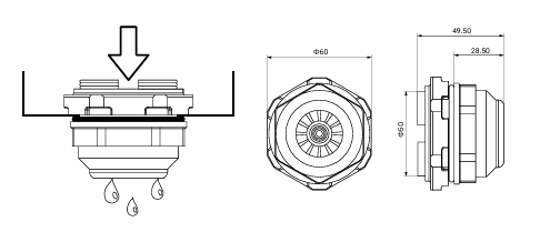 Дренажный элемент PDD пластиковый M50х1,5 с гайкой, 1 шт, IP66