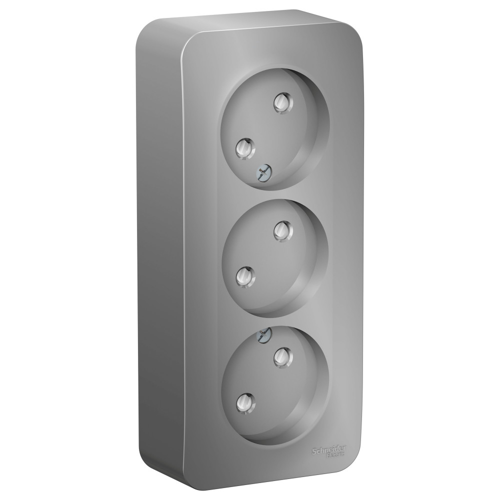 BLANCA О/У РОЗЕТКА 3-я без заземления со шторками, ИЗОЛ.ПЛ., 16А, 250В, АЛЮМИНИЙ