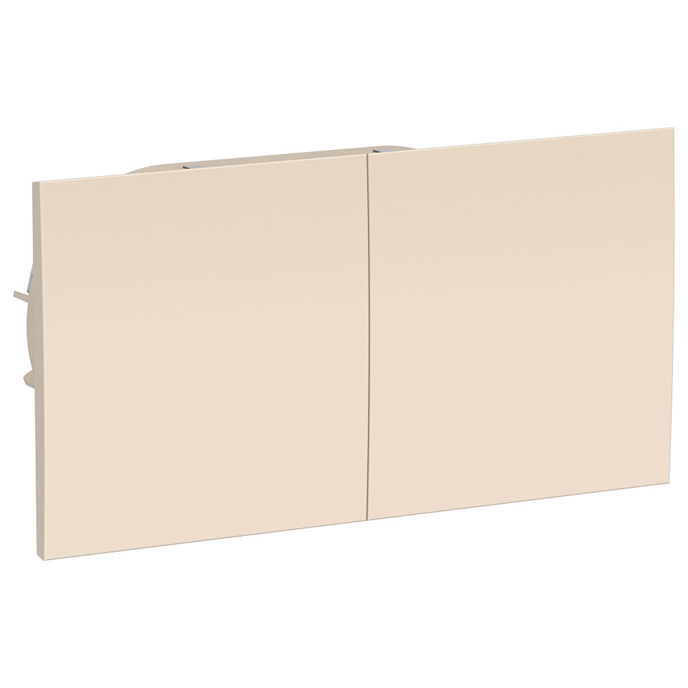 ATLASDESIGN РОЗЕТКА двойная с заземлением со шторками со сдвижными крышками, 16А, в сборе, БЕЖЕВЫЙ