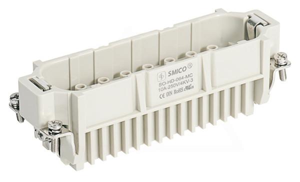 Корпус вставки контактной, размер H24B, тип вилка, 64P+PE, 10A, 250V, обжимной контакт