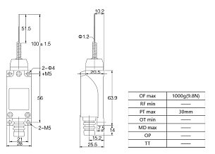 LANBAO LSAR-8169 концевой выключатель NO/NC спиральная пружина