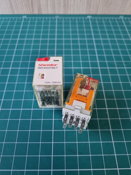 Реле RKF4CO730LT, 4CO, 6A(250VAC/30VDC), 230VAC, мех. индикация, тест-кнопка с блокировкой, LED