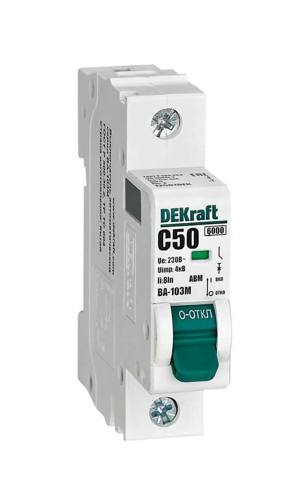 Авт. выкл. без теплозащиты 1P 50А х-ка C 6кА ВА-103M
