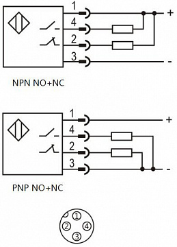 LANBAO PTF-PM5DPR-E2 оптический датчик 50x50x17мм 10-30DC PNP NO+NC Sn=5м (R-тип) разъем М12