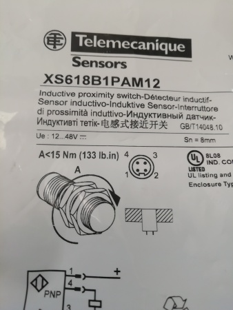 ИНДУКТИВНЫЙ ДАТЧИК ЦИЛИНДР NO PNP M18, L=74mm, латунь, Sn=8mm, 12...48 В постоянного тока, подключ. M12 XS618B1PAM12