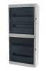 Щит навесной GALANT 4x18M, N/PE 8x 10x16+10x10mm2, 2x дымчатых пласт. двери, светло-серый RAL7035, 878x432x160mm, IP65