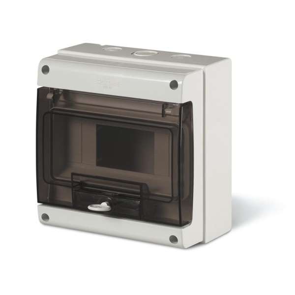 Щит модульный навесной M190, 8M, дымчатая дверь, 184x190x106mm, IK07, IP66, серия DOMINO