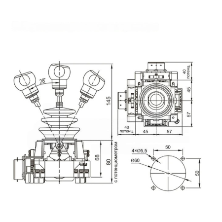 Командоконтроллер (джойстик промышленный) XKBA-32330 аналог Schneider Electric XKBA32330