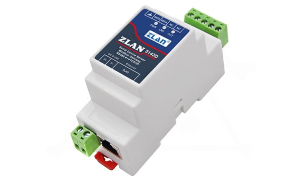 Преобразователь интерфейсов ZLAN5143D, RS-485 в Ethernet, 1xRS-485, Modbus Gateway, MQTT Gateway, 24VDC, DIN35