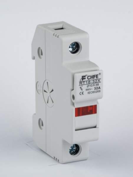 Держатель вставок плавких цилиндр., 1P, 32A, 690VAC, 10x38mm, LED, 1M