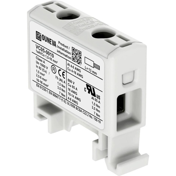 Клемма проходная, серая 16 мм2