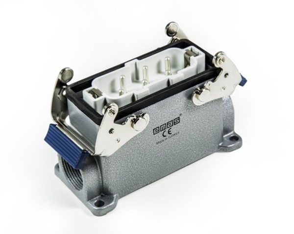 Кожух со штепселем металлический, 6 полюсов, 35A, боковой ввод (PG 21), фиксаторы металл, IP65 EBM606FD17