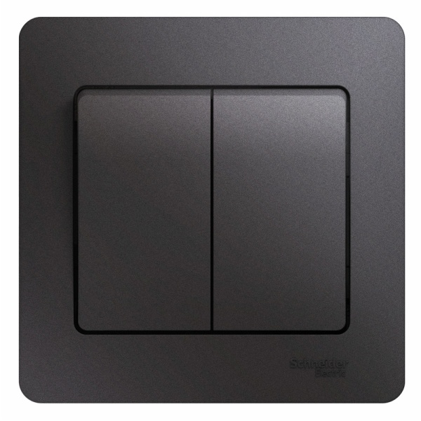 GLOSSA 2-клавишный ВЫКЛЮЧАТЕЛЬ, сх.5, 10AX, в сборе, ГРАФИТ