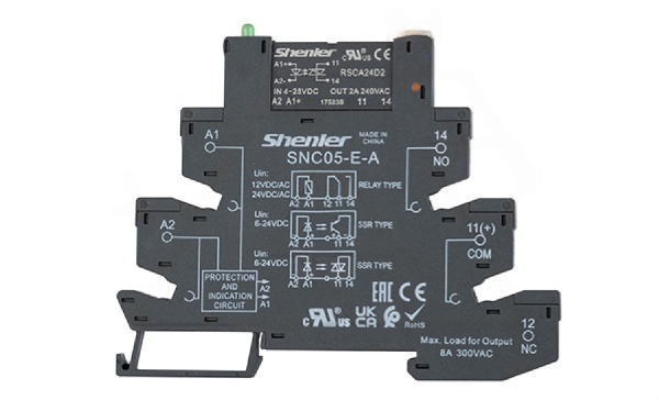 Реле интерфейсное полупроводниковое RSCA24D2 с колодкой SNC05-E-A, винтовой зажим, 1NO, 2A(280VAC), 12-24VDC, LED, W=6.2mm