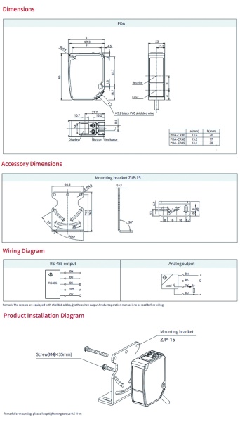 LANBAO PDA-CR30DGRM Оптический датчик смещения