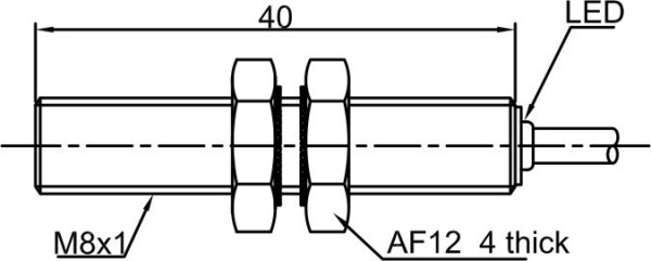 LANBAO LR08BN02DPO Индуктивный датчик М8х49мм PNP NO Sn=2мм кабель 2м