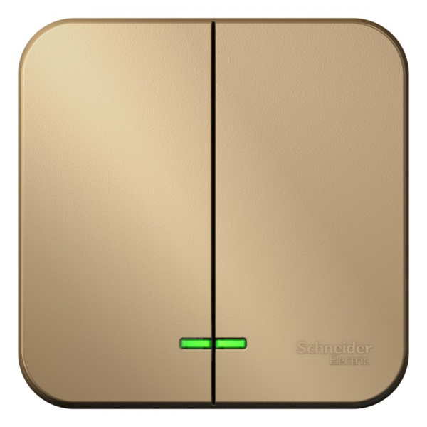 BLANCA О/У 2-клавишный ВЫКЛЮЧАТЕЛЬ (сх.5) с подсветкой, ИЗОЛ.ПЛ, 10А, 250В, ТИТАН