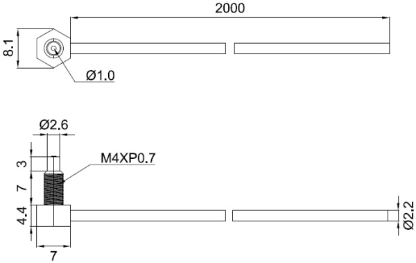 LANBAO PFT-420-V оптоволоконный кабель головка 90° M4 (T-тип) кабель 2м
