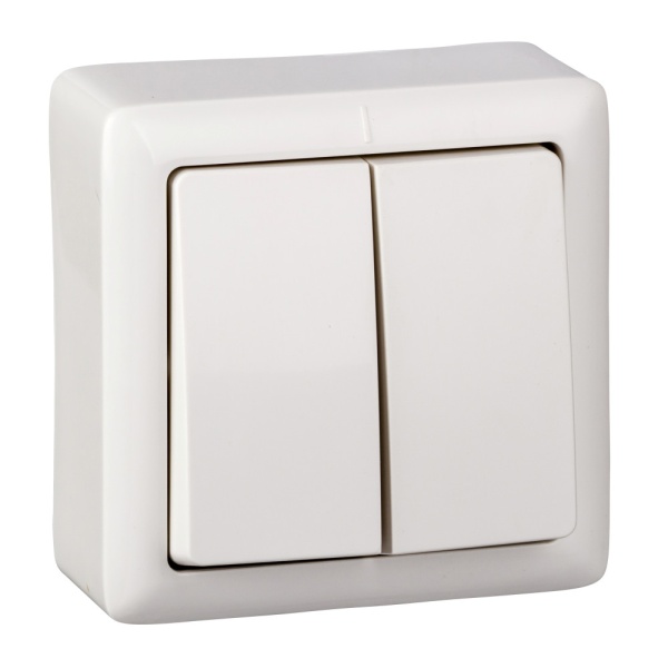 ХИТ О/У 2-клавишный ВЫКЛЮЧАТЕЛЬ 6А, 250В, БЕЛЫЙ