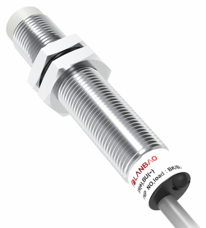 LANBAO LR12XCN10DNOY Индуктивный датчик 10 мм, цилиндрический, незаподлицо, 10…30 DC, NPN, NO, никел